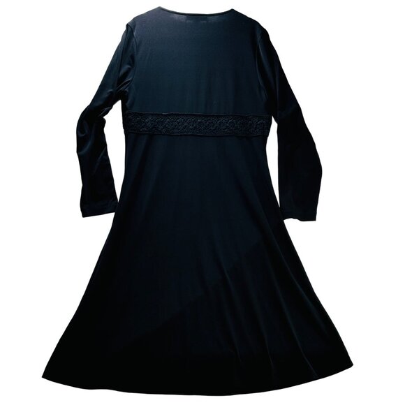 INC Women's Dress Black Stretch Poly Jersey Knit Surplice Bodice Midi Size XL - Picture 7 of 10
